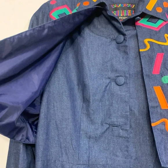 Vintage Bouillabaisse 2 in 1 Multi Color Size 12 Denim Dress.             2908-V - Picture 3 of 10